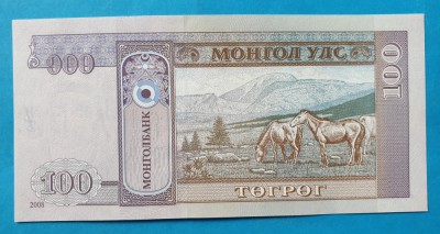 100 Tugrik 2008 - Bancnota Mongolia - piesa SUPERBA - UNC foto