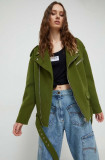 Moschino Jeans geaca de lana culoarea verde, de tranzitie