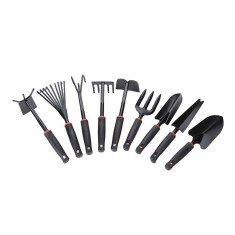 Set 9 Unelte de Gradina, pentru Plantare Prelucrare Sol si Ingrijire Plante, Material PVC si cardboard, 25 x 14.5 cm, negru