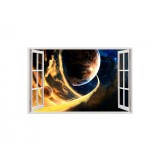 Autocolant decorativ, Fereastra, Planete, Multicolor, 83 cm, 96ST