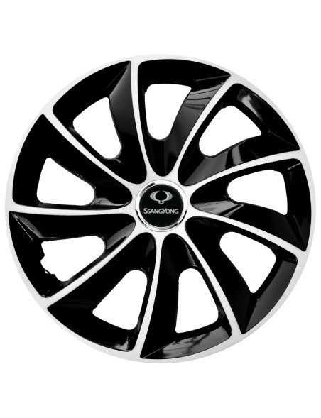 Set 4 Capace Roti Autohelix MSA&reg; potrivite jantelor de 14 inch, pentru SsangYong, model Stig Extra Black &amp; White