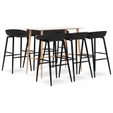 VidaXL Set mobilier de bar, 7 piese, alb și negru