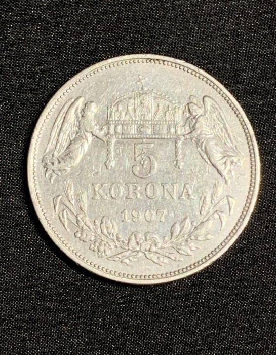 Moneda 5 coroane 1907 Austro -Ungaria argint
