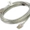 Cablu USB 2.0 A-A 5m transparent cu mufe aurite