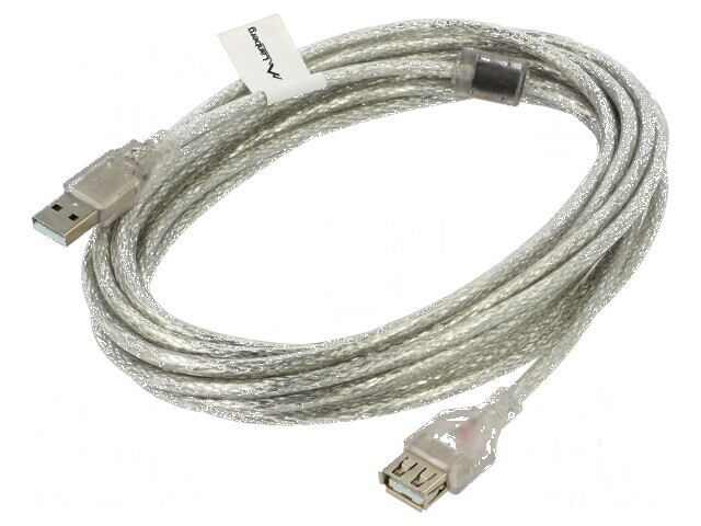 Cablu USB 2.0 A-A 5m transparent cu mufe aurite