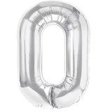 Balon folie metalizata litera o, flippy, 80 cm, umflati cu heliu sau aer, ambalaj individual, pai inclus, argintiu