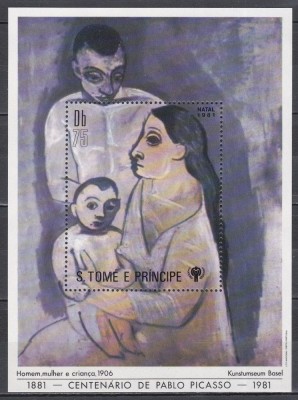 Sao Tome si Principe 1981 - Centenarul nașterii lui Pablo Picasso, Colita, Cota15 EURO, MNH foto