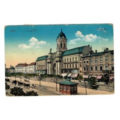 Arad 1914 - Piata Andrassy, calesti, ilustrata circulata