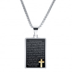 Lant cu pandantiv MBrands din inox , Dog Tag Army cruce si verset din biblie