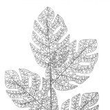 Ramură Decorativă Crăciun, Frunze Late cu Glitter, 84cm, Argintiu, Oem