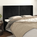VidaXL Tăblie de pat cu aripioare, negru, 203x16x118/128 cm, catifea