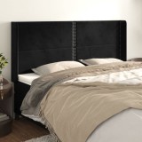 Gossi tablie de pat cu aripioare, negru, 203x16x118/128 cm, catifea