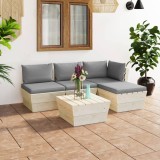 vidaXL Set mobilier grădină din paleți cu perne, 5 piese, lemn molid 3063457