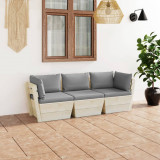 Canapea gradina din paleti cu perne, 3 locuri, lemn de molid GartenMobel Dekor, vidaXL
