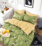 Cumpara ieftin Lenjerie pat dublu,bumbac finet,6 piese,cearceaf cu elastic,galbena verde cu Albinute-A1461
