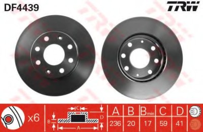 Disc frana CHEVROLET SPARK (2005 - 2016) TRW DF4439 foto