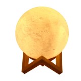 Lampa de veghe luna3D Moon Light, lumina LED alb cald, alimentare baterii, stand din plastic, 18 cm, Flippy