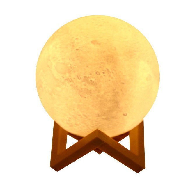 Lampa de veghe luna 3D Moon Light, lumina LED alb cald, alimentare baterii, stand din plastic, 20 cm, Flippy