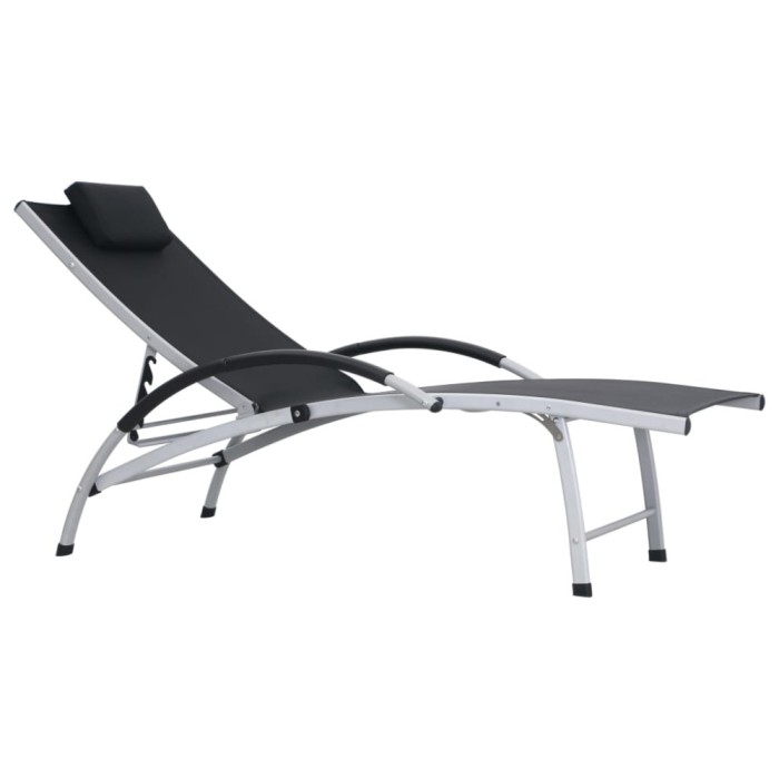 vidaXL Șezlong, negru, aluminiu și textilenă 47792