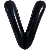 Balon folie metalizata litera v, flippy, 40 cm, umflati cu heliu sau aer, ambalaj individual, pai inclus, negru