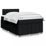 VidaXL Pat box spring cu saltea, negru, 120x200 cm, textil