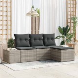 VidaXL Set de canapele pentru grădină 4 pcs Gri deschis Rattan poli