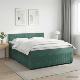 Cumpara ieftin Pat boxspring cu saltea Verde inchis 140 x 200 cm Catifea