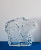 Sculptura full lead crystal (28% PbO), turnata si modelata manual - Căprioare - design Paul Isling, Nybro Glasbruk Sweden