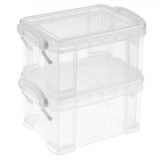 Set Cutii de Depozitare, Model Transparent, Dimensiuni 10.5x8x6.5 cm, 2 Bucăți, Oem