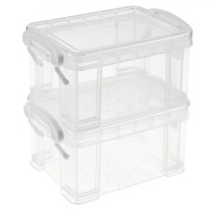 Set Cutii de Depozitare, Model Transparent, Dimensiuni 10.5x8x6.5 cm, 2 Bucăți