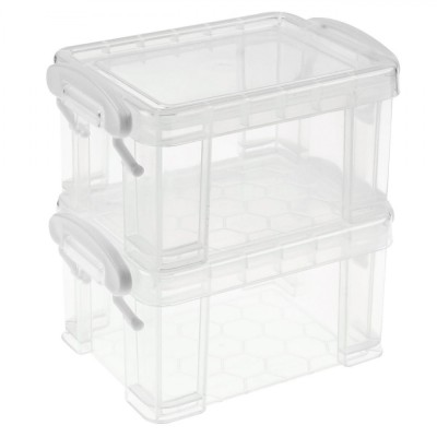 Set Cutii de Depozitare, Model Transparent, Dimensiuni 10.5x8x6.5 cm, 2 Bucăți foto