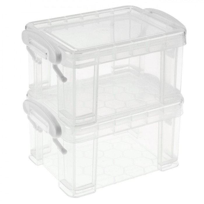 Set Cutii de Depozitare, Model Transparent, Dimensiuni 10.5x8x6.5 cm, 2 Bucăți