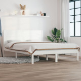 VidaXL Cadru de pat dublu 4FT6, alb, 135x190 cm, lemn masiv