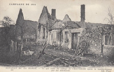 C.P. Franta - Razboi WWI - BATALIA de la MARNE - CHATILLON RUINE - Necirculata foto