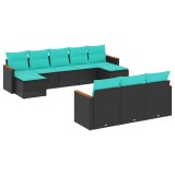 Cumpara ieftin Set canapele de gradina cu 10 piese si perne, poliratan negru