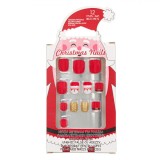 Unghii Autocolante, Christmas Nails, Set 12 Bucăți, Rosii, Modele Moș Crăciun, Copii, Oem