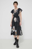 Desigual rochie din bumbac GEORGEO culoarea negru, midi, evazată, 24SWVW02