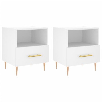 Noptiere, 2 buc., alb, 40x35x47,5 cm, lemn compozit foto