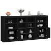 VidaXL Servantă cu lumini LED, negru, 202x37x100 cm