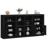 vidaXL Servantă cu lumini LED, negru, 202x37x100 cm