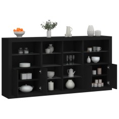 vidaXL Servantă cu lumini LED, negru, 202x37x100 cm