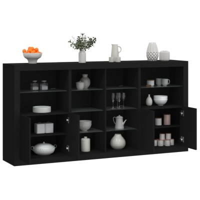 vidaXL Servantă cu lumini LED, negru, 202x37x100 cm foto