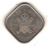 SV * Insula Jersey * UK / Marea Britanie ONE POUND / 1 LIRA 1981 * Bicentenar Batalia de la Jersey 1781 * XF