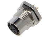 Conector M12 soclu mamă 5 pini 2A 60V IP67 drept THT LUTRONIC 1611