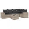 Set canapele de gradina cu perne, 6 piese gri deschis poliratan