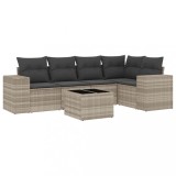 Set canapele de gradina cu perne, 6 piese gri deschis poliratan