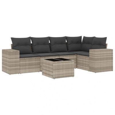 Set canapele de gradina cu perne, 6 piese gri deschis poliratan foto