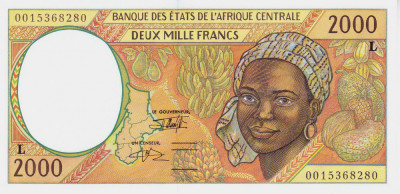 Bancnota Statele Africii Centrale ( Gabon ) 2.000 Franci 2000 - P403Lg UNC foto