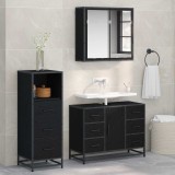 VidaXL Set de mobilier pentru baie 3 pcs Stejar negru 80 x 33 x 60 cm 3402538