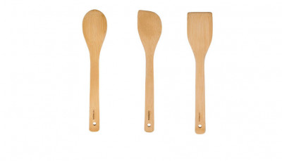 Set 3 ustensile Ernesto, spatula, lingura de gatit, lingura inclinata, bambus foto